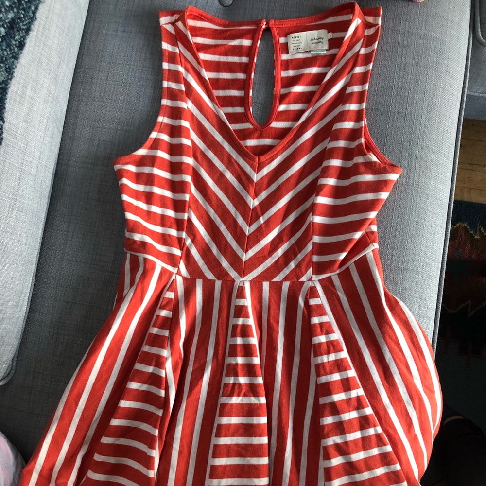 Pink striped a line Anthropologie dress